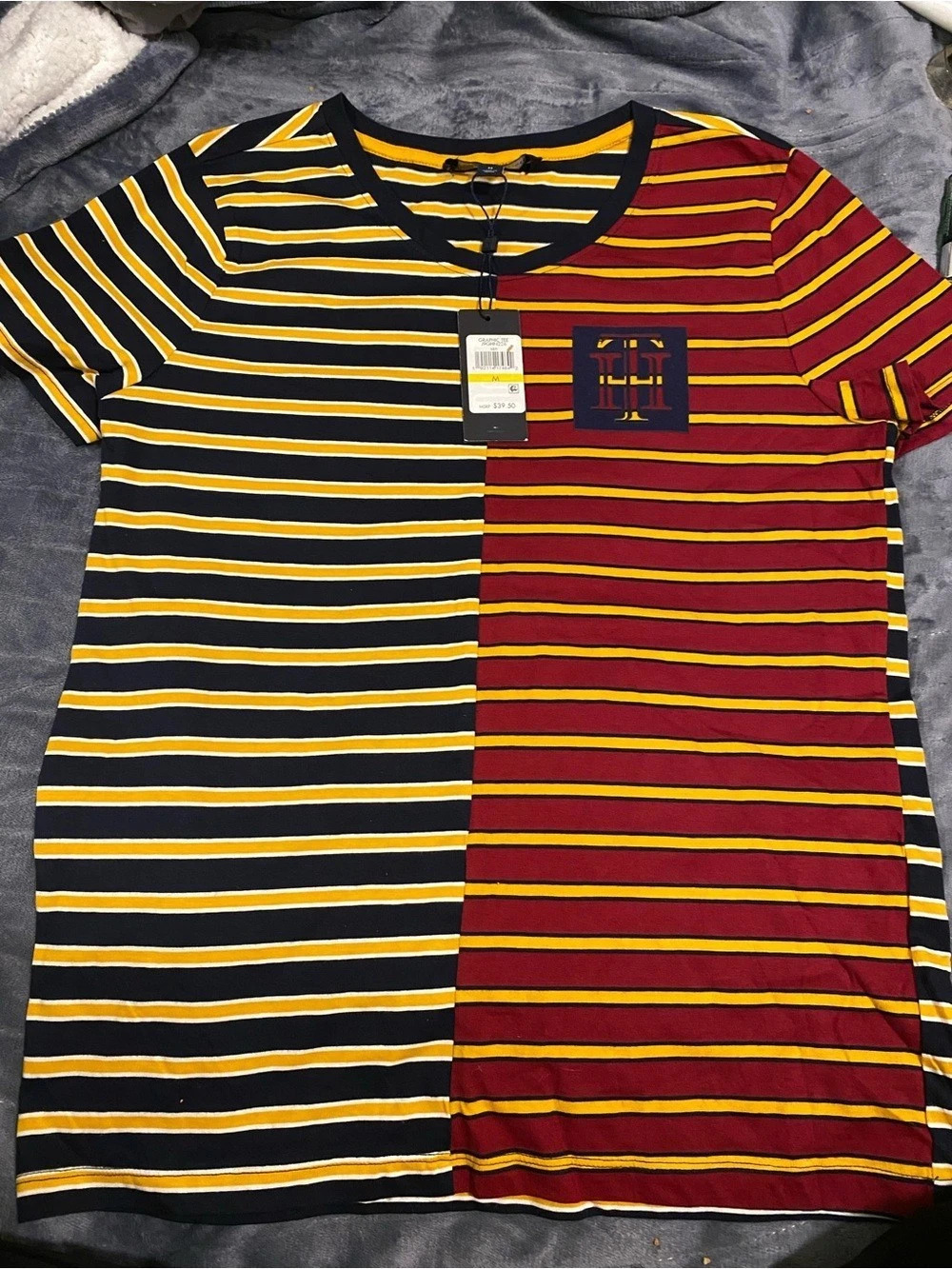 Tommy Hilfiger Colorblock Stripe Graphic Tee Black & Red Medium